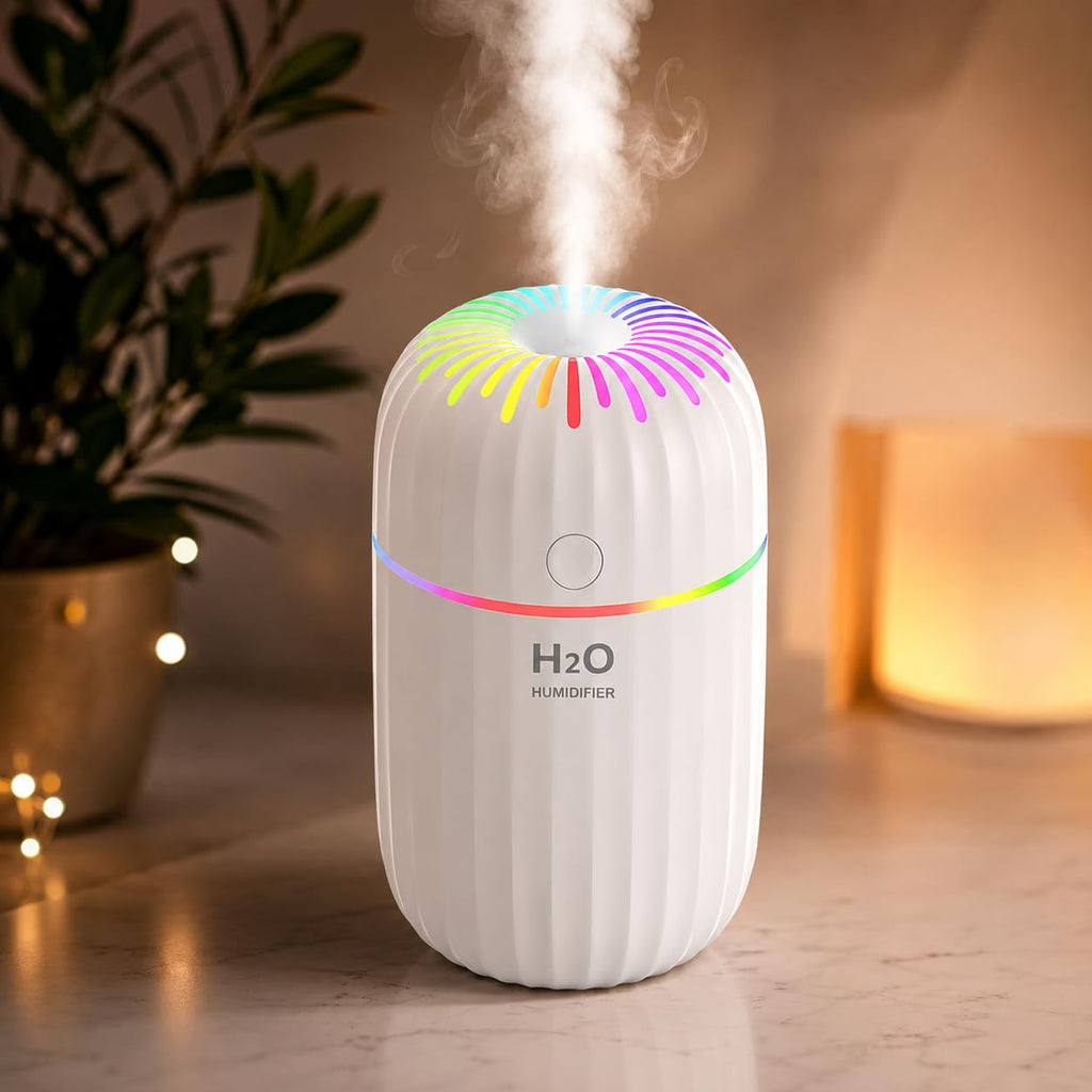 Shubh Empire Mini Ultrasonic humidifier For Room Moisture, Essential Oil Diffuser, Cool Mist For Car, Bedroom, Baby, Aroma Diffuser For Home Electric With Night Lamp-A7