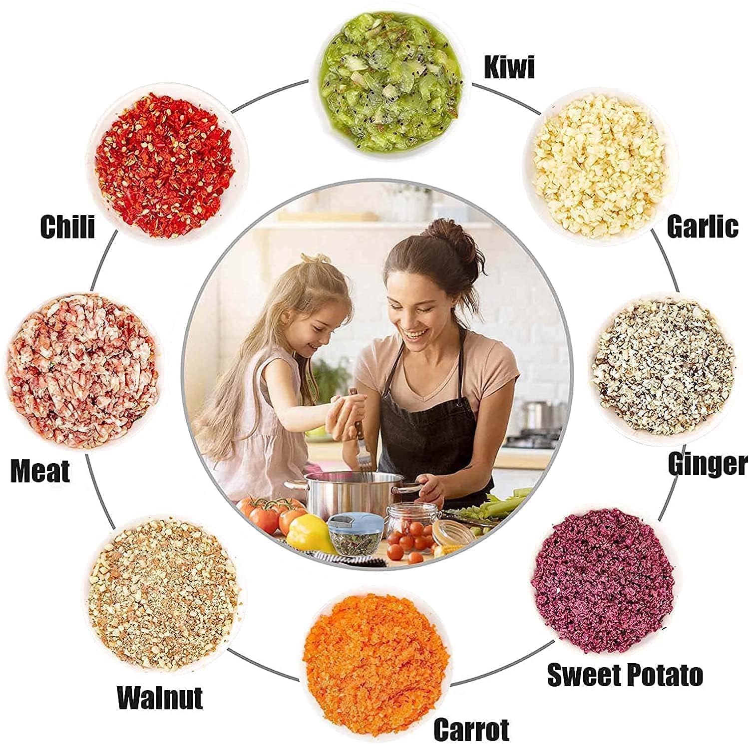 Xmart India Chopper for Kitchen Use, 900ml Push Chopper with 5 Blades