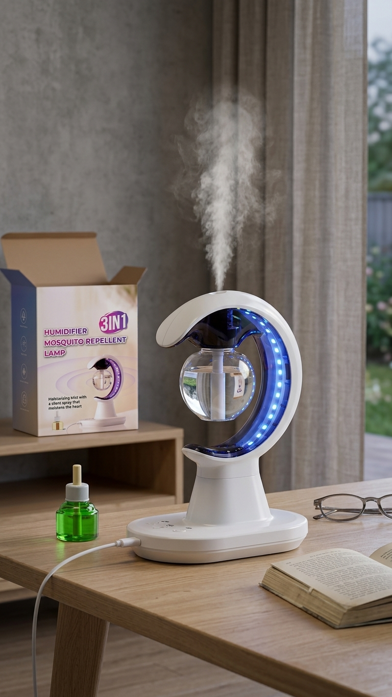 3-in-1 Led Lamp With Humidifier And Mosquito Repellent (1 Pc)