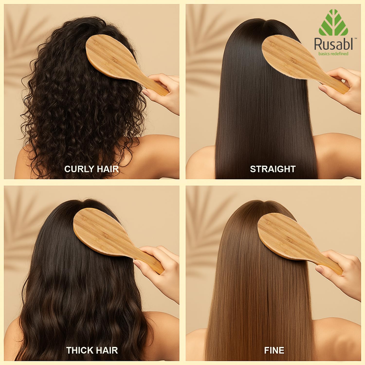 Rusable bamboo hair brush
